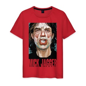 Мужская футболка хлопок с принтом MICK JAGGER в Кировске, 100% хлопок | прямой крой, круглый вырез горловины, длина до линии бедер, слегка спущенное плечо. | mick jagger | music | rock | rolling stones | музыка | рок