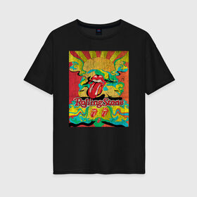 Женская футболка хлопок Oversize с принтом Rolling Stones в Кировске, 100% хлопок | свободный крой, круглый ворот, спущенный рукав, длина до линии бедер
 | mick jagger | music | rock | rolling stones | музыка | рок