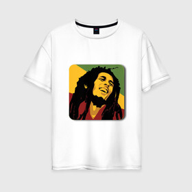 Женская футболка хлопок Oversize с принтом Боб Марли в Кировске, 100% хлопок | свободный крой, круглый ворот, спущенный рукав, длина до линии бедер
 | боб марли | гитарист | музыкант | регги