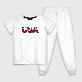 Детская пижама хлопок с принтом USA в Кировске, 100% хлопок |  брюки и футболка прямого кроя, без карманов, на брюках мягкая резинка на поясе и по низу штанин
 | america | la | ny | usa | америка | американская мечта | доллар | запад | калифорния | соедененые штаты | статуя свободы | флаг сша