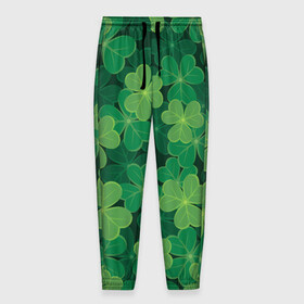 Мужские брюки 3D с принтом Ирландский клевер в Кировске, 100% полиэстер | манжеты по низу, эластичный пояс регулируется шнурком, по бокам два кармана без застежек, внутренняя часть кармана из мелкой сетки | clover | day | ireland.lucky | irish | patrick | patricks | shamrock | день | зеленая | зеленый | ирландский | клевер | купить | патрик | патрика | святого | святой
