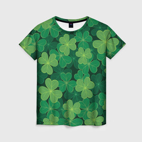 Женская футболка 3D с принтом Ирландский клевер в Кировске, 100% полиэфир ( синтетическое хлопкоподобное полотно) | прямой крой, круглый вырез горловины, длина до линии бедер | clover | day | ireland.lucky | irish | patrick | patricks | shamrock | день | зеленая | зеленый | ирландский | клевер | купить | патрик | патрика | святого | святой