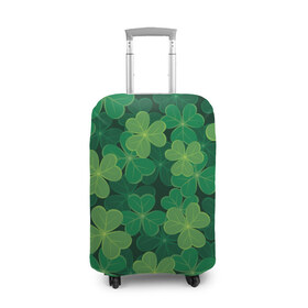 Чехол для чемодана 3D с принтом Ирландский клевер в Кировске, 86% полиэфир, 14% спандекс | двустороннее нанесение принта, прорези для ручек и колес | clover | day | ireland.lucky | irish | patrick | patricks | shamrock | день | зеленая | зеленый | ирландский | клевер | купить | патрик | патрика | святого | святой