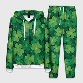 Мужской костюм 3D с принтом Ирландский клевер в Кировске, 100% полиэстер | Манжеты и пояс оформлены тканевой резинкой, двухслойный капюшон со шнурком для регулировки, карманы спереди | clover | day | ireland.lucky | irish | patrick | patricks | shamrock | день | зеленая | зеленый | ирландский | клевер | купить | патрик | патрика | святого | святой