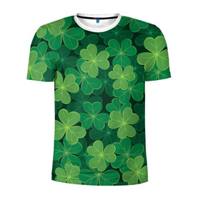 Мужская футболка 3D спортивная с принтом Ирландский клевер в Кировске, 100% полиэстер с улучшенными характеристиками | приталенный силуэт, круглая горловина, широкие плечи, сужается к линии бедра | Тематика изображения на принте: clover | day | ireland.lucky | irish | patrick | patricks | shamrock | день | зеленая | зеленый | ирландский | клевер | купить | патрик | патрика | святого | святой