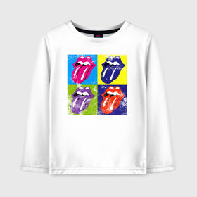 Детский лонгслив хлопок с принтом rolling stones в Кировске, 100% хлопок | круглый вырез горловины, полуприлегающий силуэт, длина до линии бедер | mick jagger | music | rock | rolling stones | музыка | рок