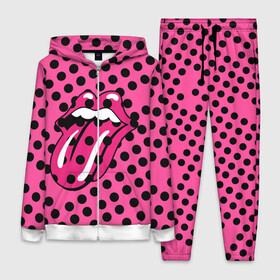 Женский костюм 3D с принтом rolling stones pink logo в Кировске,  |  | mick jagger | music | rock | rolling stones | музыка | рок