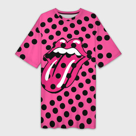 Платье-футболка 3D с принтом rolling stones pink logo в Кировске,  |  | mick jagger | music | rock | rolling stones | музыка | рок