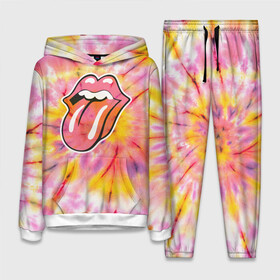 Женский костюм 3D (с толстовкой) с принтом Rolling Stones tie dye в Кировске,  |  | mick jagger | music | rock | rolling stones | музыка | рок