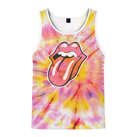 Мужская майка 3D с принтом Rolling Stones tie-dye в Кировске, 100% полиэстер | круглая горловина, приталенный силуэт, длина до линии бедра. Пройма и горловина окантованы тонкой бейкой | mick jagger | music | rock | rolling stones | музыка | рок