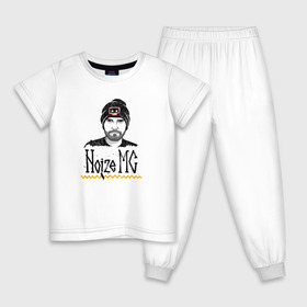 Детская пижама хлопок с принтом Noize MC в Кировске, 100% хлопок |  брюки и футболка прямого кроя, без карманов, на брюках мягкая резинка на поясе и по низу штанин
 | damilola karpow | noize mc | rap | rock | арт | баттл | ваня | иван | музыка | надпись | нойз | портрет | реп | рок | рэп | хип хоп | череп