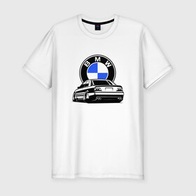 Мужская футболка хлопок Slim с принтом BMW (JDM) в Кировске, 92% хлопок, 8% лайкра | приталенный силуэт, круглый вырез ворота, длина до линии бедра, короткий рукав | bmw | bmw performance | m | motorsport | performance | бмв | бэха | моторспорт