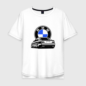 Мужская футболка хлопок Oversize с принтом BMW (JDM) в Кировске, 100% хлопок | свободный крой, круглый ворот, “спинка” длиннее передней части | bmw | bmw performance | m | motorsport | performance | бмв | бэха | моторспорт