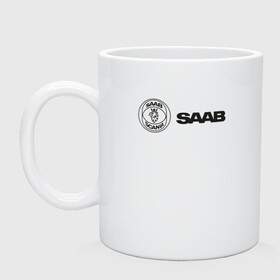 Кружка керамическая с принтом Saab Black Logo в Кировске, керамика | объем — 330 мл, диаметр — 80 мм. Принт наносится на бока кружки, можно сделать два разных изображения | auto | saab | scania | авто | автомобиль | ам | машина | сааб
