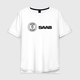Мужская футболка хлопок Oversize с принтом Saab Black Logo в Кировске, 100% хлопок | свободный крой, круглый ворот, “спинка” длиннее передней части | auto | saab | scania | авто | автомобиль | ам | машина | сааб