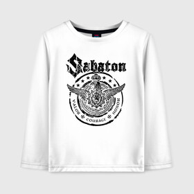 Детский лонгслив хлопок с принтом Sabaton в Кировске, 100% хлопок | круглый вырез горловины, полуприлегающий силуэт, длина до линии бедер | battle | panzerkampf | primo victoria | sabaton | the art of war | the great war | атака мертвецов | бисмарк | броден | войны | группа | йоаким | латный ботинок | метал | ночные ведьмы | пауэр | рок | рыцарские доспехи | сабатон