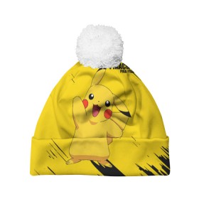 Шапка 3D c помпоном с принтом PIKACHU: PIKA PIKA. в Кировске, 100% полиэстер | универсальный размер, печать по всей поверхности изделия | pika | pikachu | pokemons | аниме | детектив пикачу | пика | пикачу | покемон