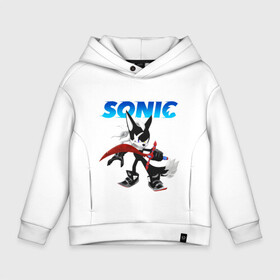 Детское худи Oversize хлопок с принтом SONIC в Кировске, френч-терри — 70% хлопок, 30% полиэстер. Мягкий теплый начес внутри —100% хлопок | боковые карманы, эластичные манжеты и нижняя кромка, капюшон на магнитной кнопке | animal | games | hedgehog | sega | sonic | speed | speed sonic | быстрый ёж | ёж | ёжик | игры | персонаж | сега | синий ёж | скорость | соник