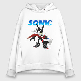 Женское худи Oversize хлопок с принтом SONIC в Кировске, френч-терри — 70% хлопок, 30% полиэстер. Мягкий теплый начес внутри —100% хлопок | боковые карманы, эластичные манжеты и нижняя кромка, капюшон на магнитной кнопке | animal | games | hedgehog | sega | sonic | speed | speed sonic | быстрый ёж | ёж | ёжик | игры | персонаж | сега | синий ёж | скорость | соник