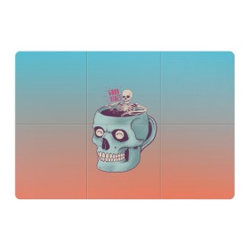 Магнитный плакат 3Х2 с принтом Good Viber в Кировске, Полимерный материал с магнитным слоем | 6 деталей размером 9*9 см | good vibes | horror | кофе | кружка | напиток | психоделика | пятница 13 | скелет | ужасы | хэллоуин | череп