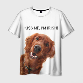 Мужская футболка 3D с принтом Ирландский сеттер в Кировске, 100% полиэфир | прямой крой, круглый вырез горловины, длина до линии бедер | irish | kiss me | kiss me im irish | ирландец | ирландия | ирландский | ирландский сеттер | красный сеттер | поцелуй меня я ирландец | рыжий сеттер | сеттер