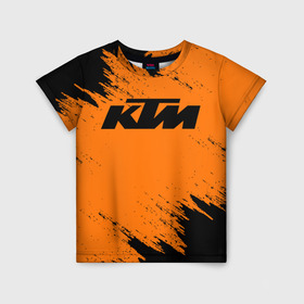 Детская футболка 3D с принтом KTM в Кировске, 100% гипоаллергенный полиэфир | прямой крой, круглый вырез горловины, длина до линии бедер, чуть спущенное плечо, ткань немного тянется | enduro | ktm | moto | motocycle | sportmotorcycle | ктм | мото | мотоспорт
