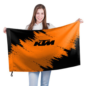 Флаг 3D с принтом KTM в Кировске, 100% полиэстер | плотность ткани — 95 г/м2, размер — 67 х 109 см. Принт наносится с одной стороны | enduro | ktm | moto | motocycle | sportmotorcycle | ктм | мото | мотоспорт