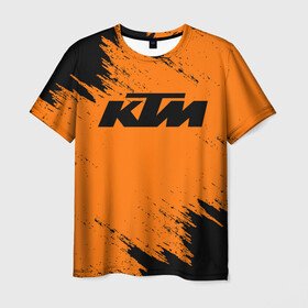 Мужская футболка 3D с принтом KTM в Кировске, 100% полиэфир | прямой крой, круглый вырез горловины, длина до линии бедер | Тематика изображения на принте: enduro | ktm | moto | motocycle | sportmotorcycle | ктм | мото | мотоспорт
