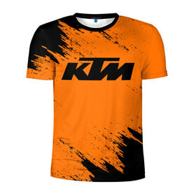 Мужская футболка 3D спортивная с принтом KTM в Кировске, 100% полиэстер с улучшенными характеристиками | приталенный силуэт, круглая горловина, широкие плечи, сужается к линии бедра | enduro | ktm | moto | motocycle | sportmotorcycle | ктм | мото | мотоспорт