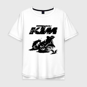 Мужская футболка хлопок Oversize с принтом KTM в Кировске, 100% хлопок | свободный крой, круглый ворот, “спинка” длиннее передней части | enduro | ktm | moto | motocycle | sportmotorcycle | ктм | мото | мотоспорт