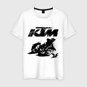 Мужская футболка хлопок с принтом KTM в Кировске, 100% хлопок | прямой крой, круглый вырез горловины, длина до линии бедер, слегка спущенное плечо. | enduro | ktm | moto | motocycle | sportmotorcycle | ктм | мото | мотоспорт