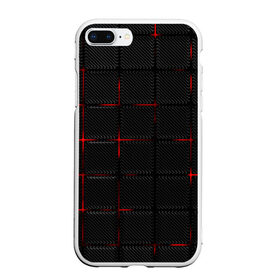 Чехол для iPhone 7Plus/8 Plus матовый с принтом 3D Плиты Red & Black в Кировске, Силикон | Область печати: задняя сторона чехла, без боковых панелей | 3d | 3д | 3д полосы | led | led подсветка | красночерный | красный | полосы | свет | свечение | текстуры | черно красный | черный