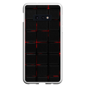 Чехол для Samsung S10E с принтом 3D Плиты Red & Black в Кировске, Силикон | Область печати: задняя сторона чехла, без боковых панелей | Тематика изображения на принте: 3d | 3д | 3д полосы | led | led подсветка | красночерный | красный | полосы | свет | свечение | текстуры | черно красный | черный