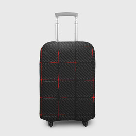 Чехол для чемодана 3D с принтом 3D Плиты Red & Black в Кировске, 86% полиэфир, 14% спандекс | двустороннее нанесение принта, прорези для ручек и колес | 3d | 3д | 3д полосы | led | led подсветка | красночерный | красный | полосы | свет | свечение | текстуры | черно красный | черный