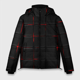 Мужская зимняя куртка 3D с принтом 3D Плиты Red & Black в Кировске, верх — 100% полиэстер; подкладка — 100% полиэстер; утеплитель — 100% полиэстер | длина ниже бедра, свободный силуэт Оверсайз. Есть воротник-стойка, отстегивающийся капюшон и ветрозащитная планка. 

Боковые карманы с листочкой на кнопках и внутренний карман на молнии. | 3d | 3д | 3д полосы | led | led подсветка | красночерный | красный | полосы | свет | свечение | текстуры | черно красный | черный