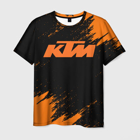 Мужская футболка 3D с принтом KTM в Кировске, 100% полиэфир | прямой крой, круглый вырез горловины, длина до линии бедер | enduro | ktm | moto | moto sport | motocycle | sportmotorcycle | ктм | мото | мото спорт | мотоспорт | спорт мото