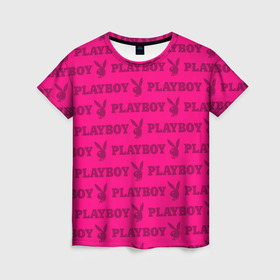 Женская футболка 3D с принтом PLAYBOY в Кировске, 100% полиэфир ( синтетическое хлопкоподобное полотно) | прямой крой, круглый вырез горловины, длина до линии бедер | brand | brazzers | fake taxi | faketaxi | hub | mode | playboy | бразерс | бренд | мода | фейк такси