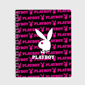 Тетрадь с принтом PLAYBOY в Кировске, 100% бумага | 48 листов, плотность листов — 60 г/м2, плотность картонной обложки — 250 г/м2. Листы скреплены сбоку удобной пружинной спиралью. Уголки страниц и обложки скругленные. Цвет линий — светло-серый
 | brand | brazzers | fake taxi | faketaxi | hub | mode | playboy | бразерс | бренд | мода | фейк такси