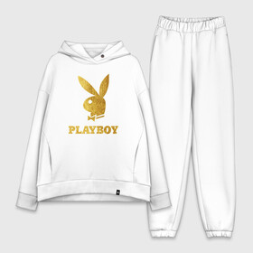 Женский костюм хлопок Oversize с принтом PLAYBOY GOLD | ЗОЛОТОЙ ПЛЕЙБОЙ (Z) в Кировске,  |  | brand | brazzers | fake taxi | faketaxi | hub | mode | playboy | бразерс | бренд | мода | фейк такси