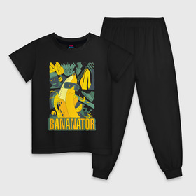 Детская пижама хлопок с принтом BANANATOR в Кировске, 100% хлопок |  брюки и футболка прямого кроя, без карманов, на брюках мягкая резинка на поясе и по низу штанин
 | Тематика изображения на принте: банан | босс | дизайн | еда | желтый | подарок | стиль | терминатор