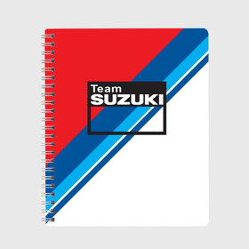 Тетрадь с принтом Suzuki Moto Sport в Кировске, 100% бумага | 48 листов, плотность листов — 60 г/м2, плотность картонной обложки — 250 г/м2. Листы скреплены сбоку удобной пружинной спиралью. Уголки страниц и обложки скругленные. Цвет линий — светло-серый
 | Тематика изображения на принте: 2020 | auto | bike | moto | motorcycle | sport | авто | автомобиль | автомобильные | байк | бренд | марка | машины | мото | мотоциклы | спорт