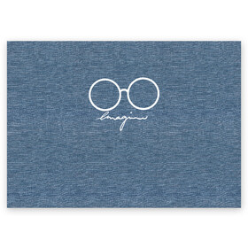 Поздравительная открытка с принтом Imagine John Lennon в Кировске, 100% бумага | плотность бумаги 280 г/м2, матовая, на обратной стороне линовка и место для марки
 | autograph | beatles | imagine | john | lennon | the beatles | автограф | битлз | битлы | голубая | группа | джинса | джинсовая | джинсовый | джон | купить | леннон | леннона | очки | с группы