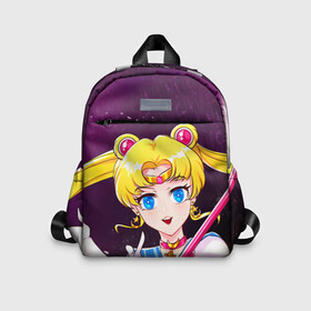 Детский рюкзак 3D с принтом Sailor Moon в Кировске, 100% полиэстер | лямки с регулируемой длиной, сверху петелька, чтобы рюкзак можно было повесить на вешалку. Основное отделение закрывается на молнию, как и внешний карман. Внутри дополнительный карман. По бокам два дополнительных кармашка | anime | japan | manga | sailor moon | аниме | девочка | девушка | луна | лунная призма | манга | сейлор мун | сэйлор мун | япония