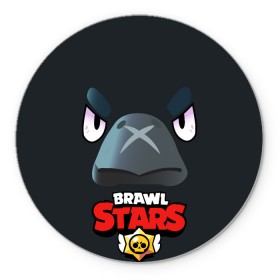 Коврик для мышки круглый с принтом Brawl Stars Voron в Кировске, резина и полиэстер | круглая форма, изображение наносится на всю лицевую часть | voron | ворон