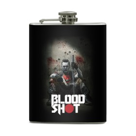 Фляга с принтом BloodShot в Кировске, металлический корпус | емкость 0,22 л, размер 125 х 94 мм. Виниловая наклейка запечатывается полностью | bloodshot | valiant | vin diesel | бладшот | вин дизель | кино | фильм | фильм 2020