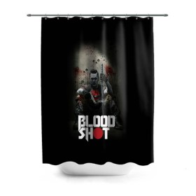 Штора 3D для ванной с принтом BloodShot в Кировске, 100% полиэстер | плотность материала — 100 г/м2. Стандартный размер — 146 см х 180 см. По верхнему краю — пластиковые люверсы для креплений. В комплекте 10 пластиковых колец | bloodshot | valiant | vin diesel | бладшот | вин дизель | кино | фильм | фильм 2020