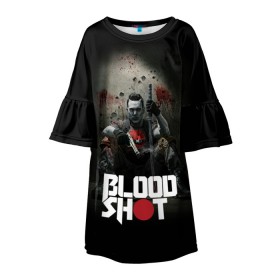 Детское платье 3D с принтом BloodShot в Кировске, 100% полиэстер | прямой силуэт, чуть расширенный к низу. Круглая горловина, на рукавах — воланы | Тематика изображения на принте: bloodshot | valiant | vin diesel | бладшот | вин дизель | кино | фильм | фильм 2020