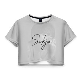 Женская футболка Crop-top 3D с принтом BTS Kim SeokJin в Кировске, 100% полиэстер | круглая горловина, длина футболки до линии талии, рукава с отворотами | Тематика изображения на принте: bts | j pop | k pop | korea | music | nct | pop | pop idols | айдолы | бтс | идолы | к поп | корейская музыка | корея | нст | поп | попса