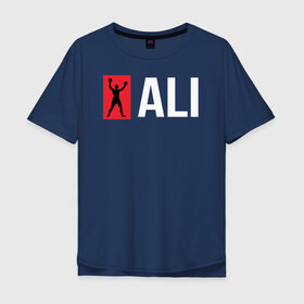 Мужская футболка хлопок Oversize с принтом ALI в Кировске, 100% хлопок | свободный крой, круглый ворот, “спинка” длиннее передней части | ali | boxer | boxing | fighting | muhammad | muhammed | али | мухаммед