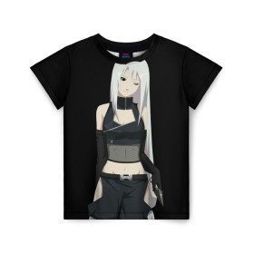 Детская футболка 3D с принтом Ninja Girl в Кировске, 100% гипоаллергенный полиэфир | прямой крой, круглый вырез горловины, длина до линии бедер, чуть спущенное плечо, ткань немного тянется | аниме | девушка | длинные волосы | кунаи | милая девушка | ниндзя | черная одежда